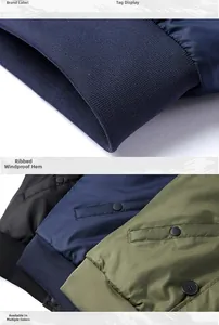 Detailed macro view of the windproof ribbed hem and side pockets on bomber jackets