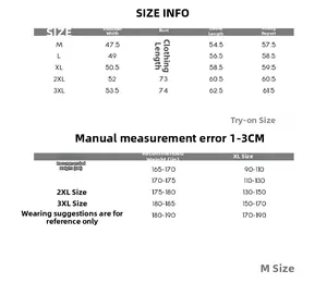 Tableau des tailles détaillé pour chemises en jean avec mesures de M à 3XL pour l'ajustement