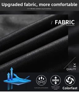 Detailed macro view of black leather jacket fabric with high-quality litchi texture