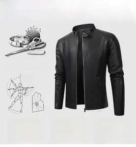 Close-up of matte black leather jacket showing 3D tailoring and premium stitching