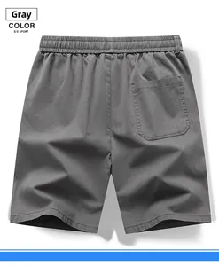 Vue arrière du short décontracté gris pour homme avec cordon de serrage et poche arrière