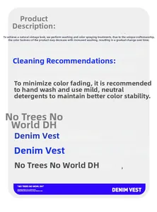 Washing and care instructions for vintage washed denim vest detailing maintenance tips