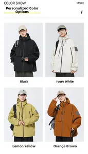 Vestes d'extérieur imperméables pour hommes et femmes en noir, ivoire, citron et brun orange
