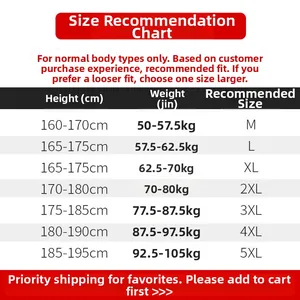 Men's sports jacket size recommendation chart for height 160-195cm and weight 100-210lb