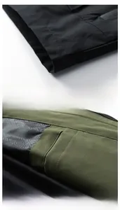Detail of jacket showing smooth hem finish and hidden inner pocket with printed lining