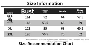 Detailed size chart for men's standing collar jacket showing measurements in centimeters