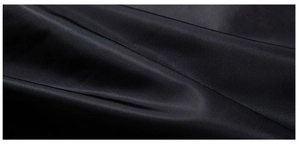 Detailed macro view of black satin fabric with smooth texture and elegant silky sheen