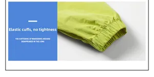 Detailed macro view of lime green jacket elastic cuffs showing stretchy high-density fabric