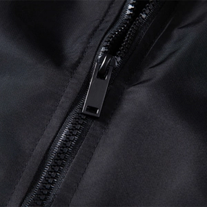 Men's slim fit jacket with minimalist black zipper and durable textured fabric