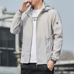 Men Sun Protection Jacket Lightweight Breathable Hooded Windbreaker For Outdoor Fishing Summer Casual Zip Up Coat