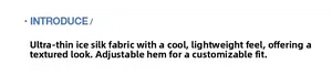Detail of ultra-thin ice silk cooling fabric with adjustable drawstring hemline design