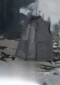 Detail view of breathable mesh lining inside the multi-pocket fishing vest for men