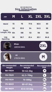 Detailed size chart for water-repellent dopamine cargo shorts with fit guide in cm