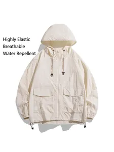 Veste de Protection Solaire Homme UPF 50 Plus Légère Respirante 100 Pour Cent Nylon Coupe-Vent à Capuche Pour Pêche en Plein Air Randonnée Unisexe