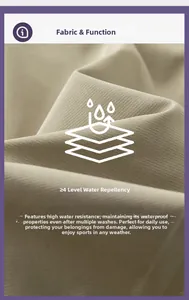 Close-up of beige waterproof functional fabric with level 4 water resistance rating
