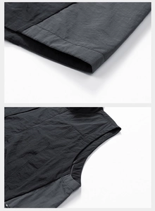 Close-up of durable stitching and premium functional fabric on this outdoor camping vest