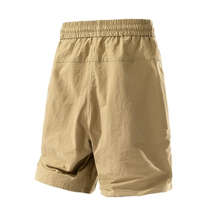 Waterproof khaki cargo shorts for men with elastic waist and lightweight quick-dry fabric