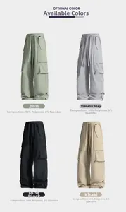Pantaloni da trekking in verde muschio, grigio, nero e kaki in poliestere ed elastan