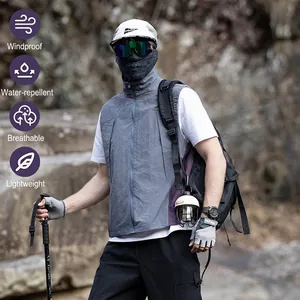 Water-repellent outdoor camping vest with windproof high collar for hiking gear