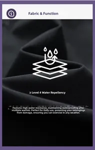 Close-up of black water-repellent fabric with level 4 waterproof rating and fine texture