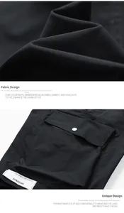 Détail du short cargo déperlant avec tissu en sergé durable et poches latérales