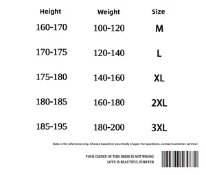 Size chart for water-resistant cargo shorts showing height and weight recommendations