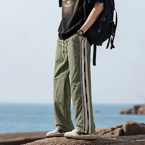 Pantaloni da Uomo Casual Outdoor ad Asciugatura Rapida in Nylon Impermeabile Traspirante Urban Streetwear a Gamba Dritta con Banda Laterale