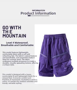 Waterproof cargo shorts featuring breathable lightweight fabric and a loose fit design