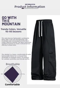 Detail view of black cargo sweatpants featuring white drawstrings and side pocket