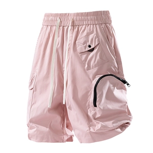 Men Techwear Cargo Shorts Water Repellent Quick Dry Multi Pockets Drawstring Waist Casual Outdoor Summer Streetwear Bottoms