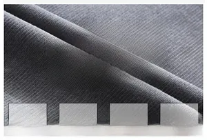 Detailed close-up showing the fine texture and grey ribbed fabric of the corduroy jacket