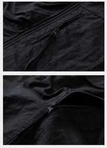 Detailed macro view of high-quality nylon zipper and matte functional fabric texture