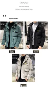 Detailed comparison of hooded utility winter jackets in bean green, black, and grey colors