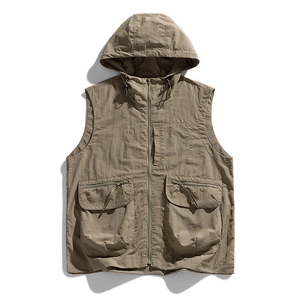 Gilet Fonctionnel Extérieur à Capuche pour Femme Techwear Imperméable Multi-poches Léger pour Randonnée Camping Coupe-vent Décontracté Sans Manches