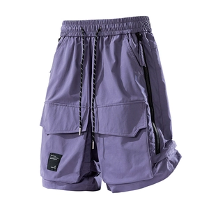 Pantaloncini Cargo da Uomo Urban Techwear Poliestere Idrorepellente Asciugatura Rapida Multi Tasche con Cerniera per Esterno Casual