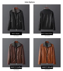 Detail of men's faux leather jacket showing warm lamb wool lining and metal zippers