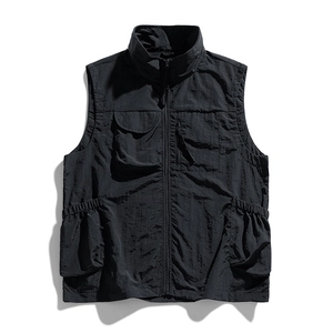 Men's black outdoor tactical vest with high-density nylon fabric and multi-pocket design