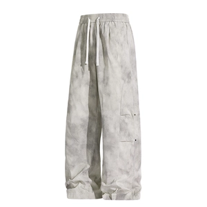 Relaxed fit tie-dye marble print joggers with elastic waist and button side details
