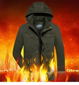 Detail of army green thermal jacket with fleece lining and American Legend embroidery