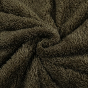 Close-up of thick olive fleece lining showing soft texture and thermal fabric detail