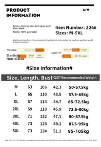 Detailed size chart for men's outdoor fleece vest showing measurements from M to 5XL