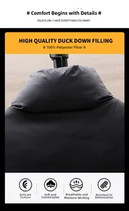 Detailed close-up of premium duck down padding and collar texture of winter vest jacket