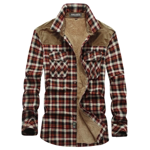 Chemise à Carreaux d'Hiver pour Hommes Doublée de Polaire Coton Épaissi Doublure Sherpa Chaude Décontractée à Manches Longues