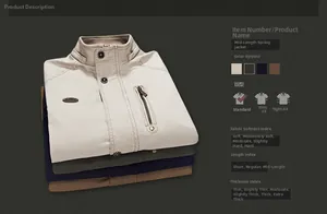 Detail view of cotton twill fabric texture and metal zipper pocket on men's jacket