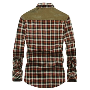 Chemise à carreaux homme hiver doublée polaire avec empiècement velours côtelé au dos
