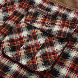Chemise à carreaux d'hiver doublée de polaire avec poche boutonnée et col velours