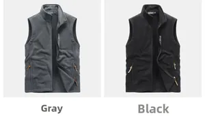 Detail of fleece vest collar with SPORT embroidery and smooth metal zipper close-up