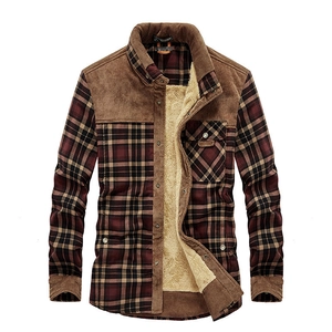 Men's Casual Plaid Fleece Lined Shirt Jacket Winter Warm Heavyweight Corduroy Patchwork Button Down Outwear For Men
