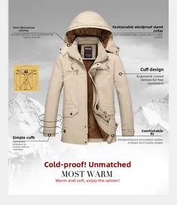 Detail of men's fleece-lined windbreaker featuring a windproof collar and thermal brown lining