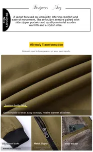 Close-up of winter fleece lining, windproof cuffs, and metal zipper on men's work jacket